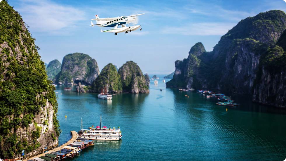 Hidroavião na Baía de Halong